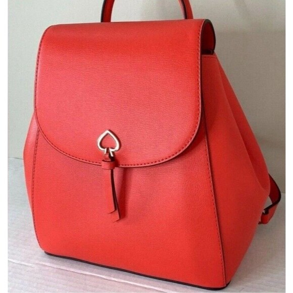 New Kate Spade Adel Medium Flap Backpack Leather Geranium - Picture 2 of 7